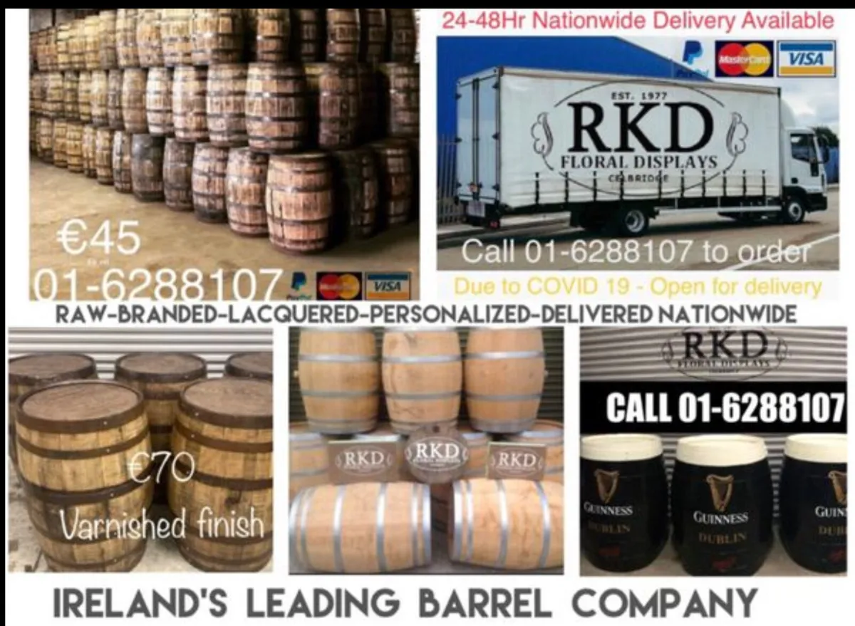 Oak barrels - Oak whiskey barrels - planters etc