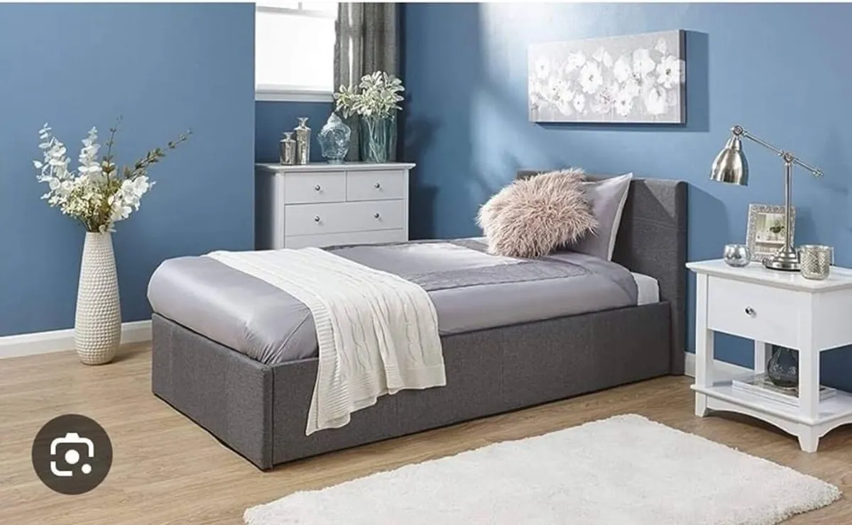 New faux leather gaslift storage bed and mattress