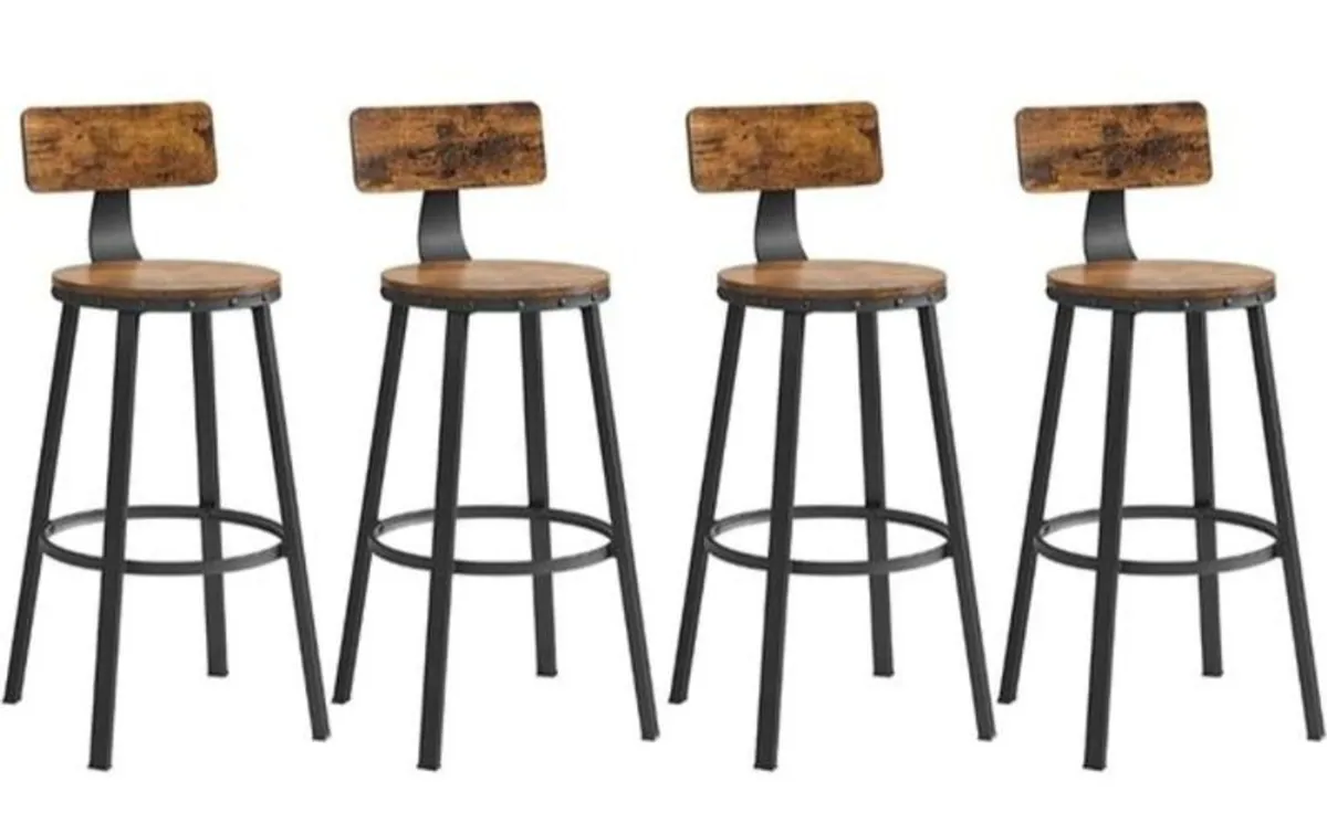Set Of 4 Industrial Style Bar Stools - Image 1