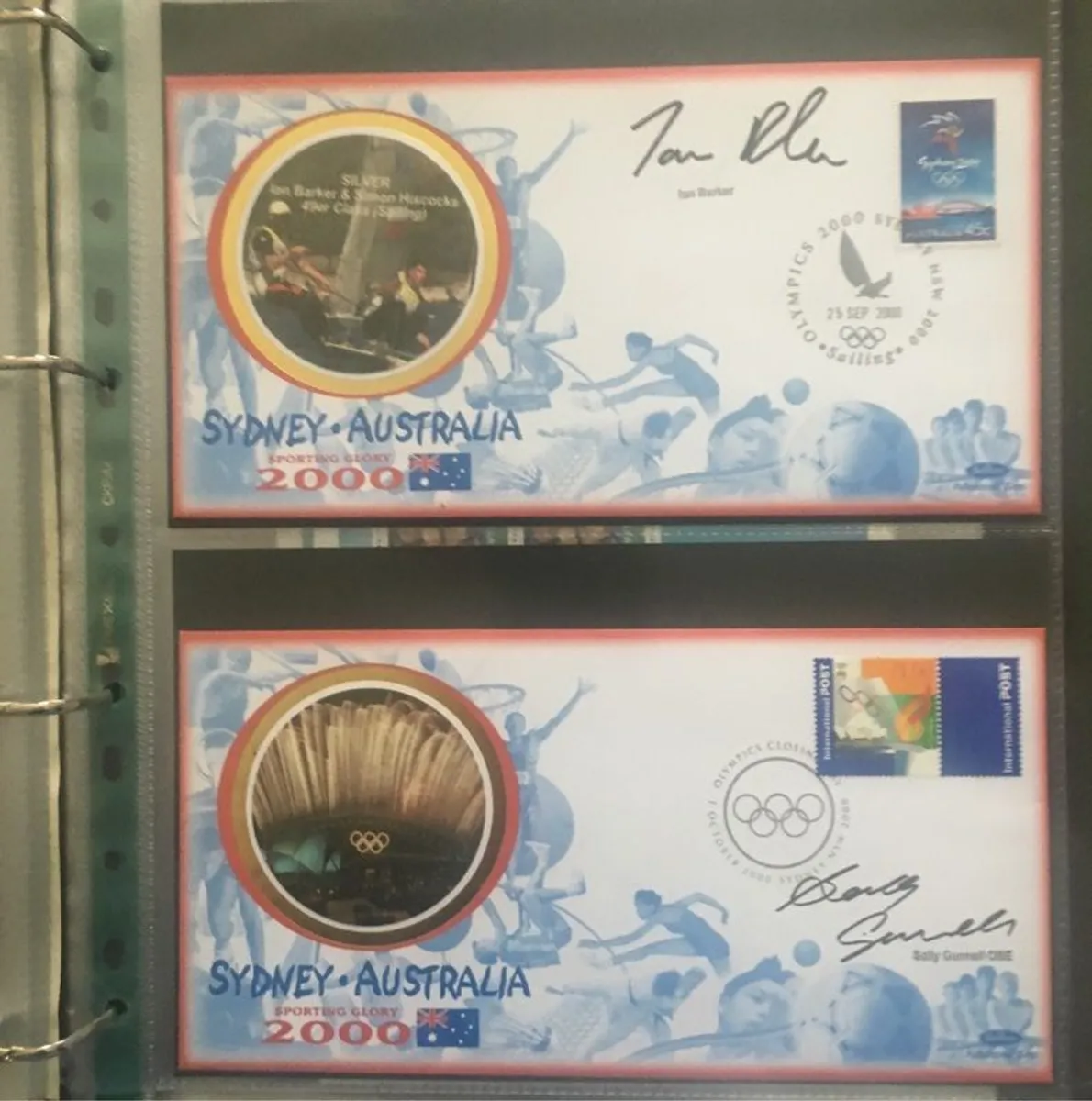 Australia Sydney 2000 Olympic Games Medal Winners Stamp Collection by Benham. Includes 16 sheets & 23 Covers. (31 images)