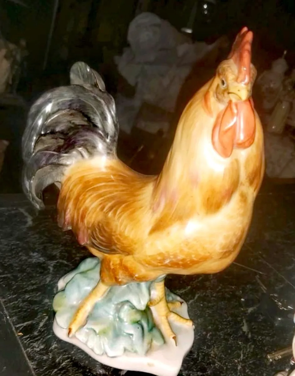 Large antique HEREND rooster Art Deco era