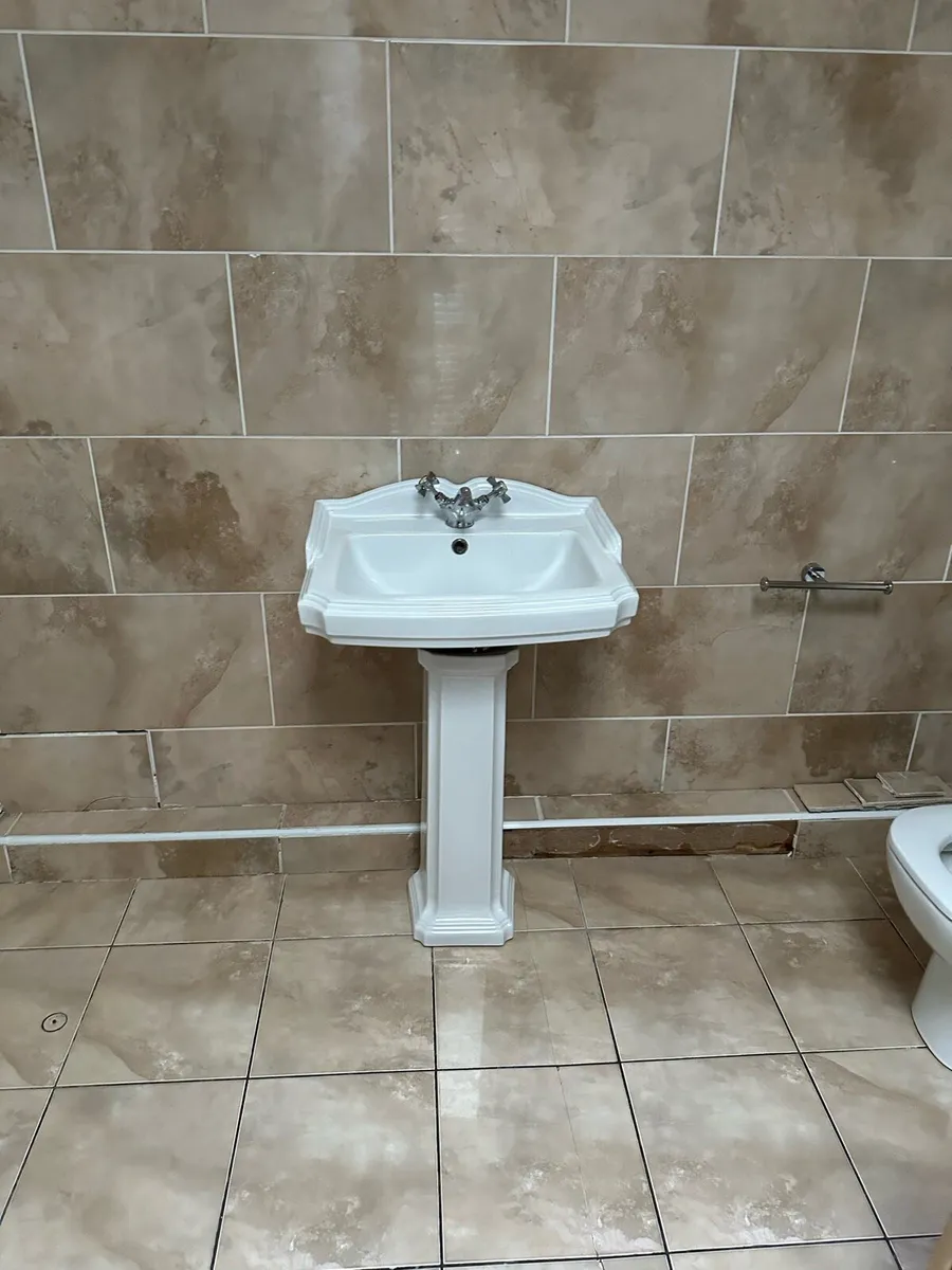 Pedestal sink and toilet - Image 1