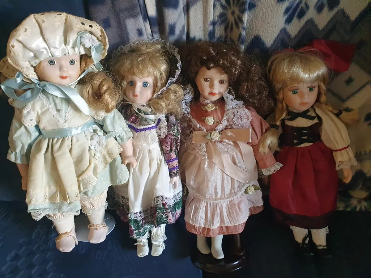 Selection of vintage porcelain dolls