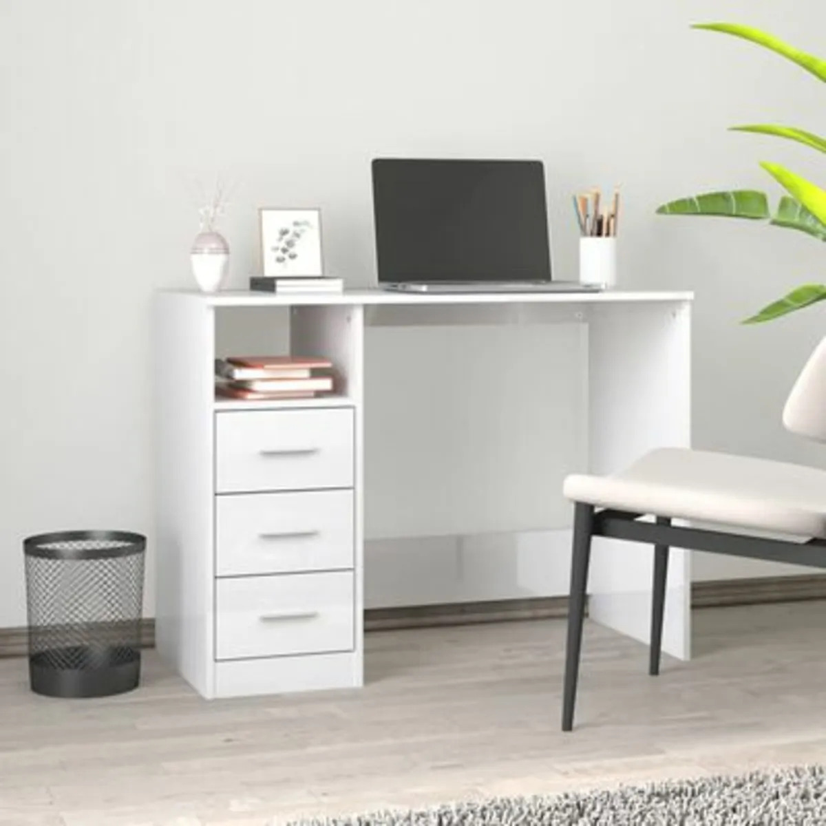 White desk on sale high gloss