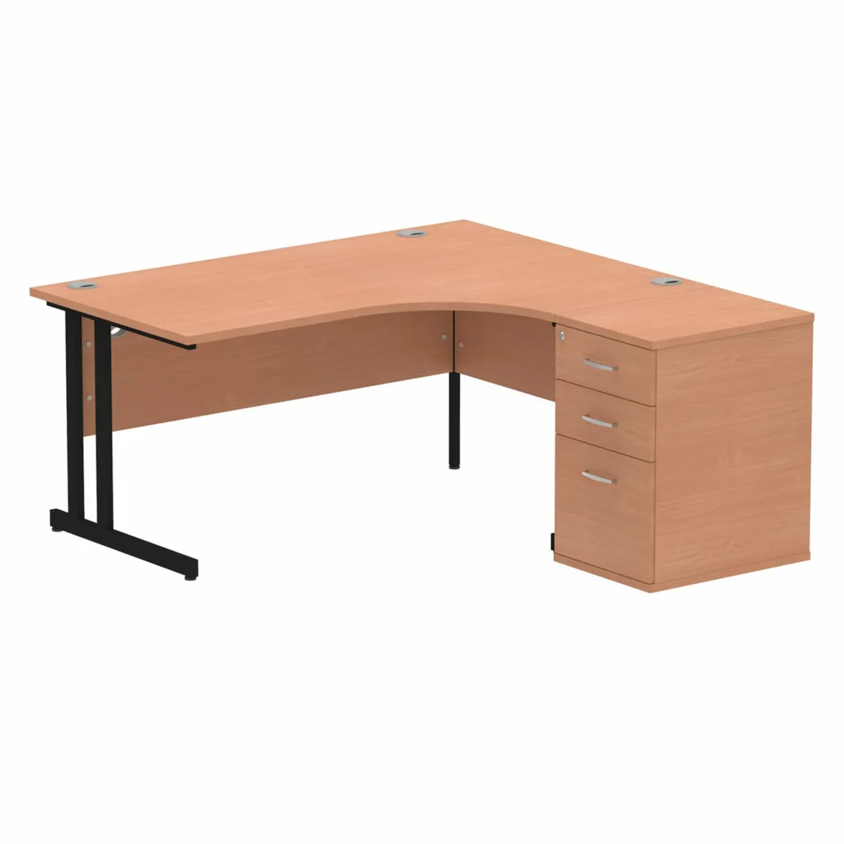 Beech radial desks with black canti legs - Image 1