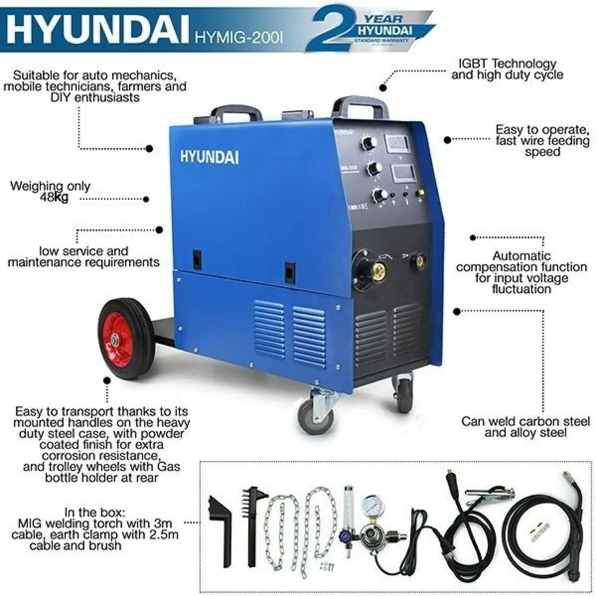 Hyundai 200 Amp MIG Welder 230V Single Phase Pro - Image 3