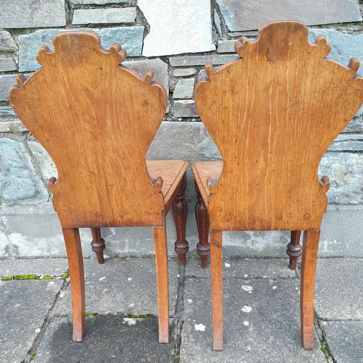 Victorian pair of honey oak hall chairs for sale in Co. Kerry for €100