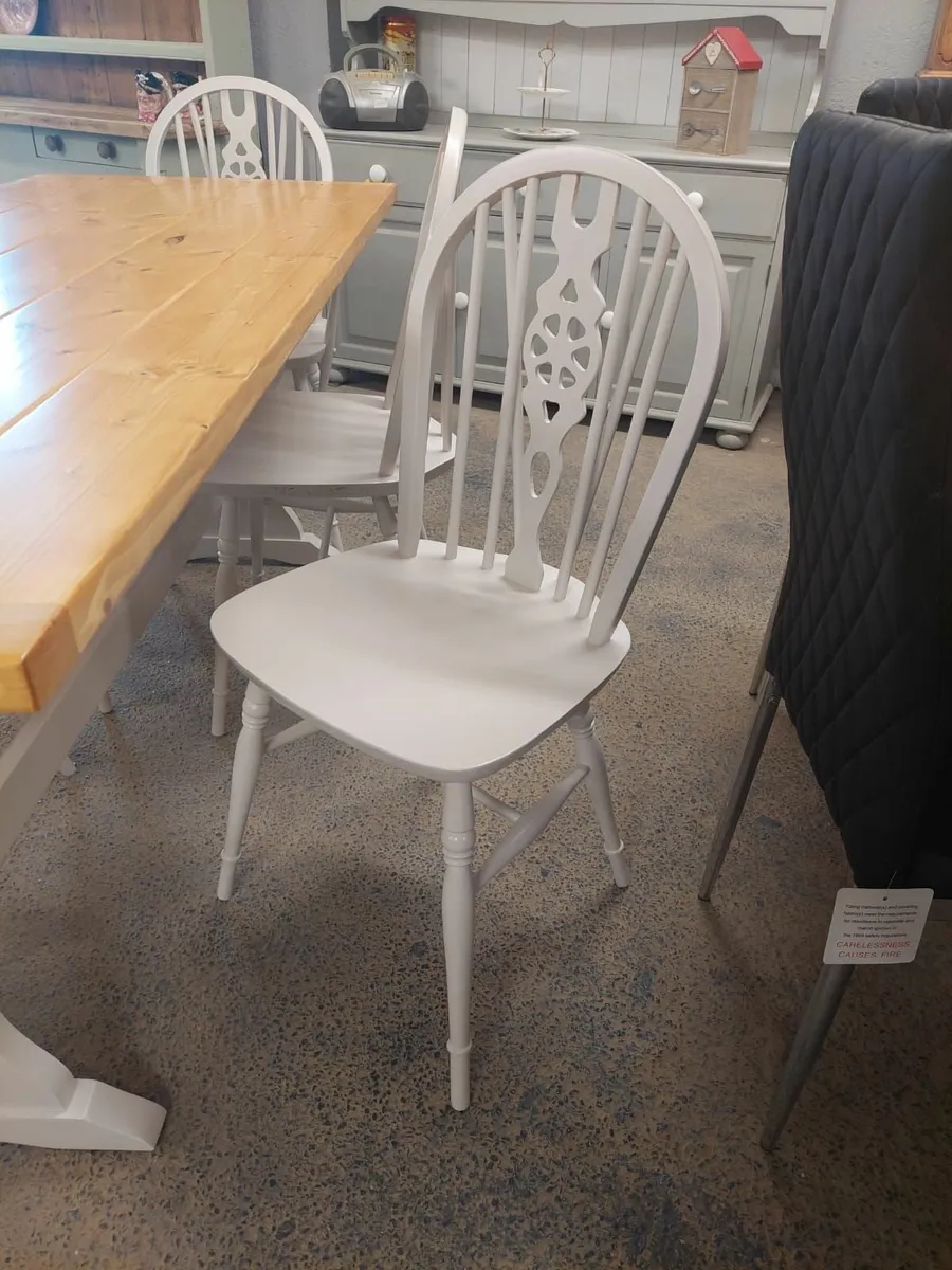 Vintage ercol trestle table, 6 chairs, white for sale in Co. Donegal