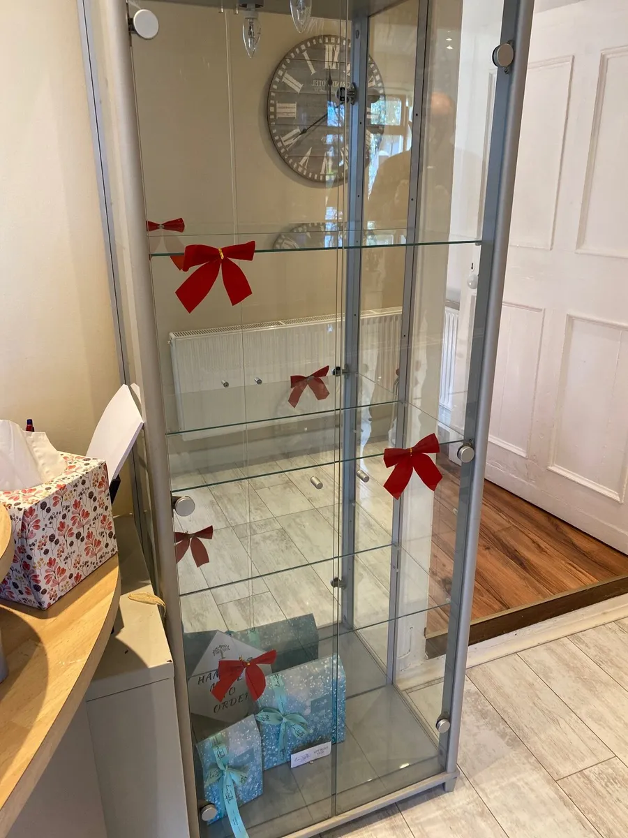 Glass display cabinet with light