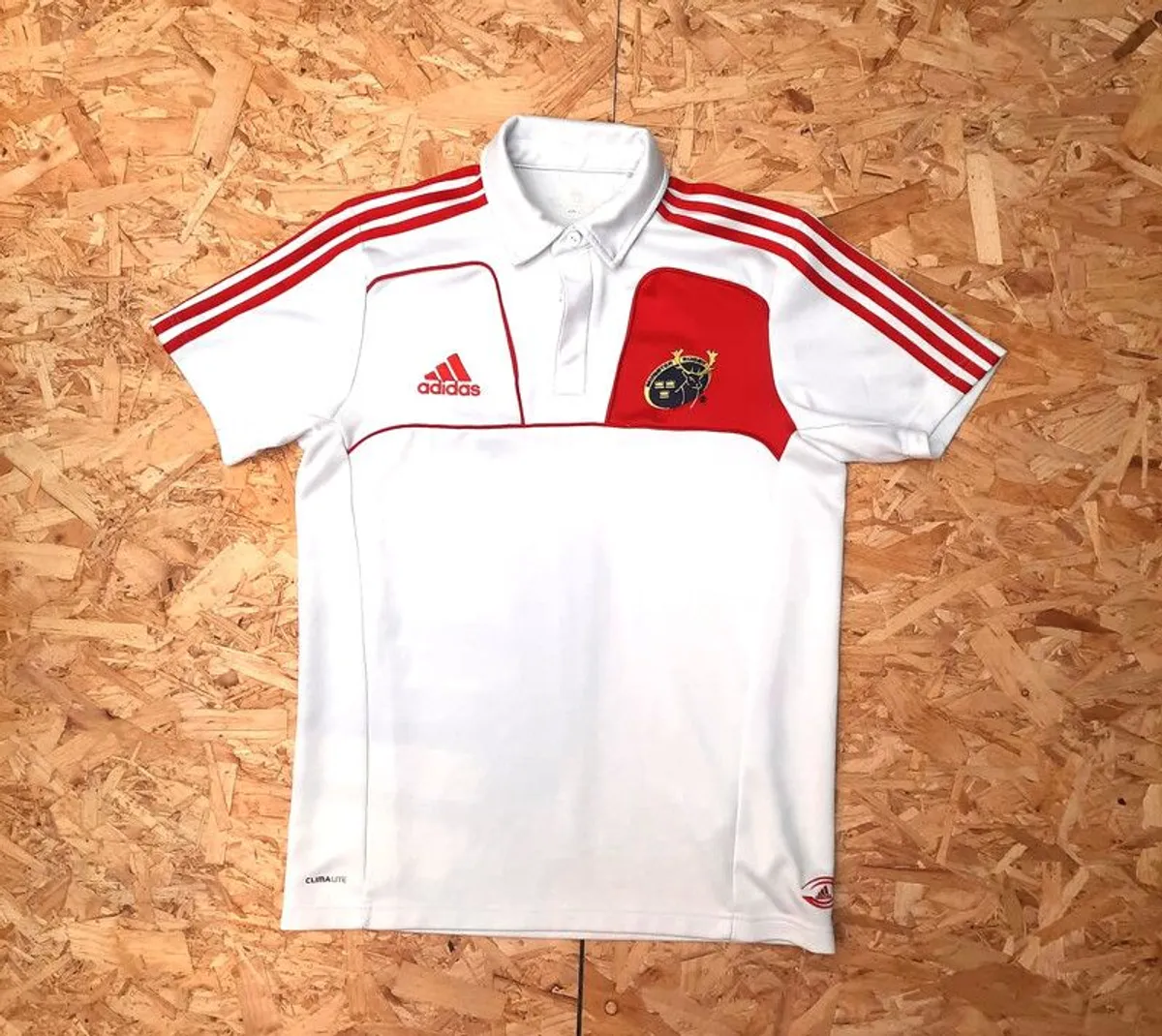 FREE POST  Munster Rugby Polo Shirt adidas  Jersey Cork Limerick White - Image 1