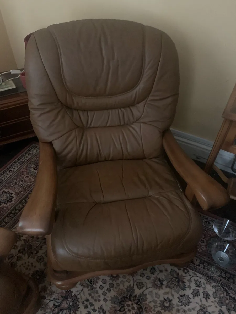 Leather 3 + 1 + 1 Sofa Set - Image 1