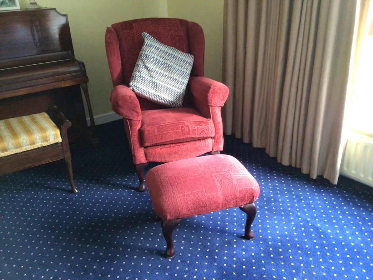 Queen Anne chair plus matching footstool