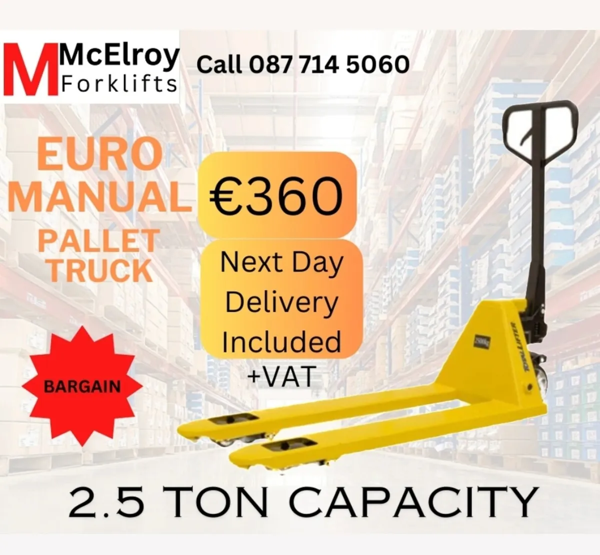 Manual pallet truck €360 delivered for sale in Co. Louth for €360 on
