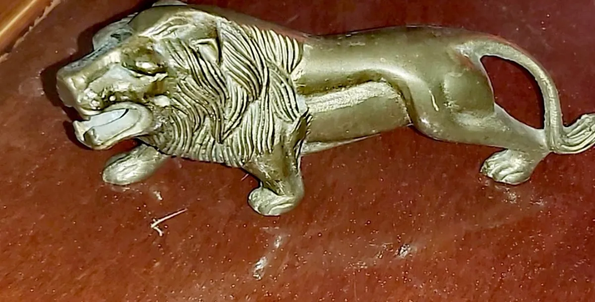 Antique solid brass bronze lion - Image 1