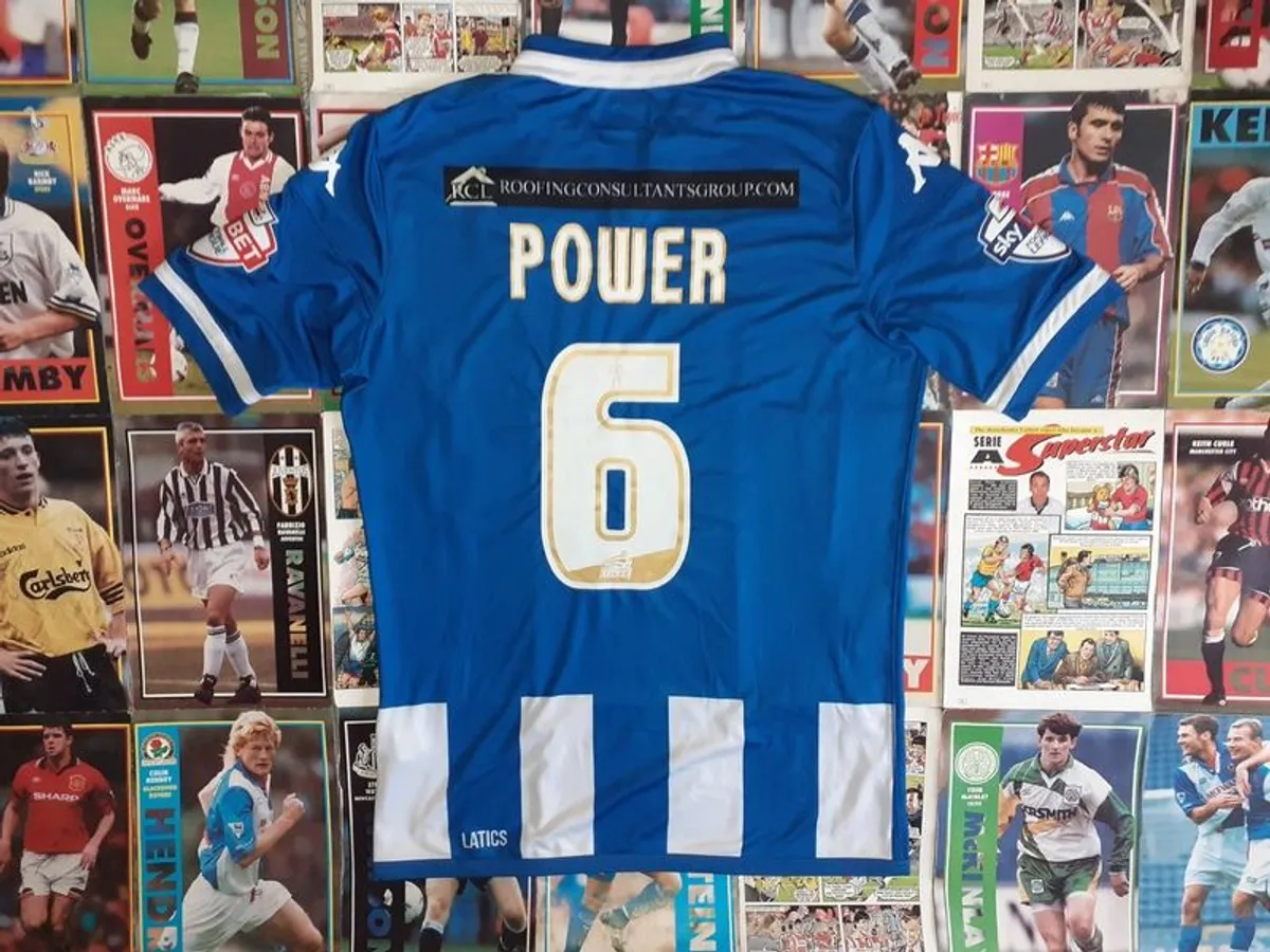 Player Issue Wigan Athletic Jersey #6 Max Power - Excellent Condition - Football Shirt Kappa Blue White  Latics
