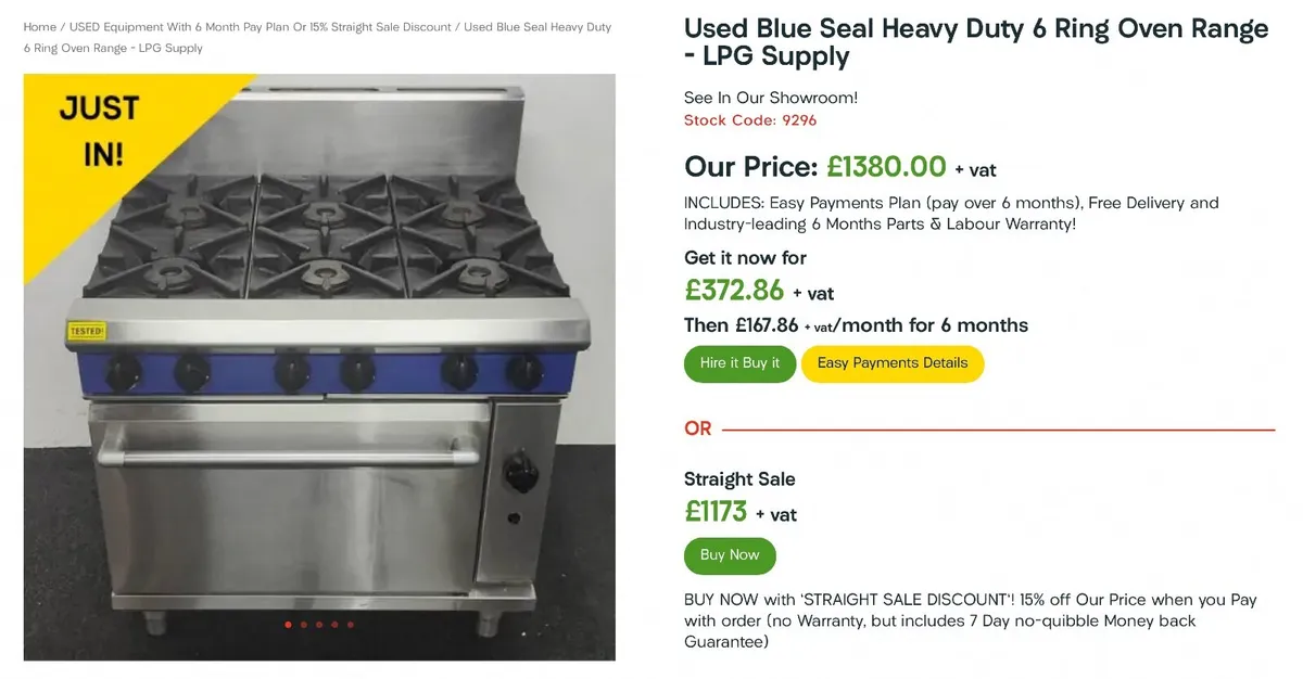 Blue Seal LPG Cooker- Pay over 6 Months or 15% off
