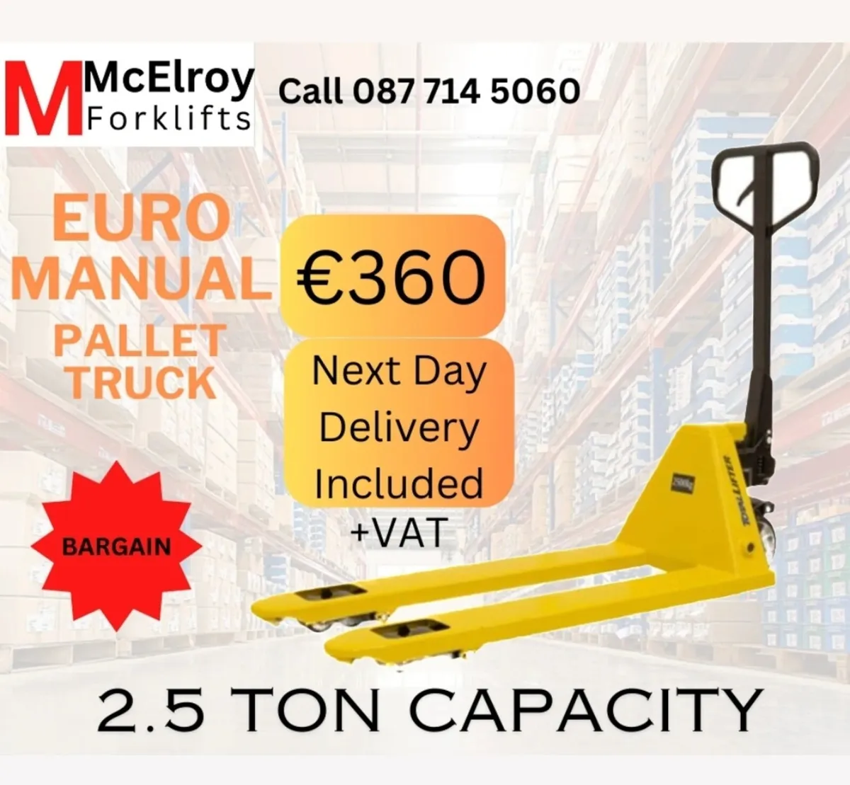 Manual Hand Pallet Truck €360