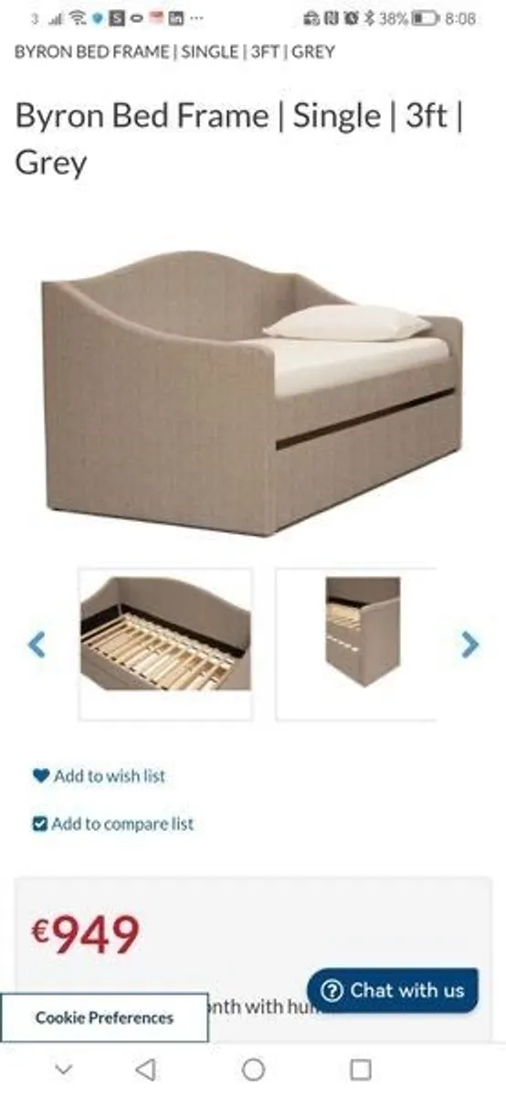 Harvey Norman Byron bed+double side mattress + memory foam mattress - Image 1