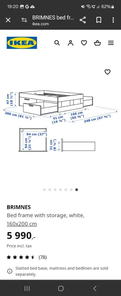 FREE Ikea Brimnes storage bed 4 drawers with slats