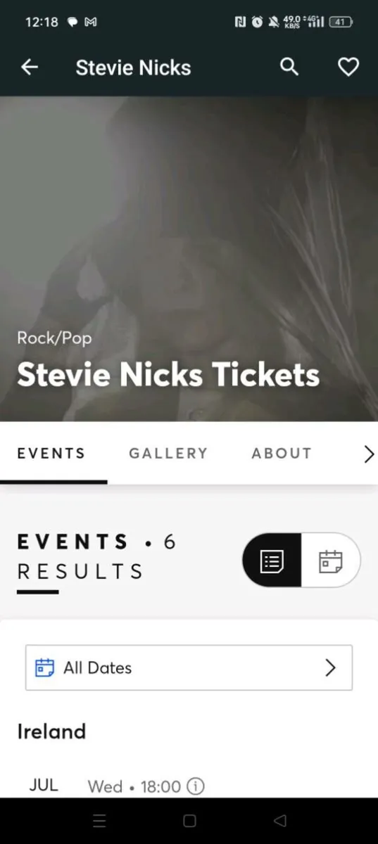 1x Stevie Nicks Seating Ticket
