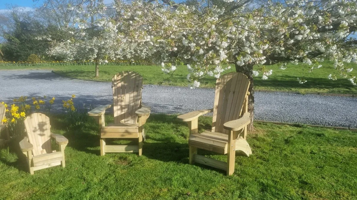 Redwood Adirondack chairs