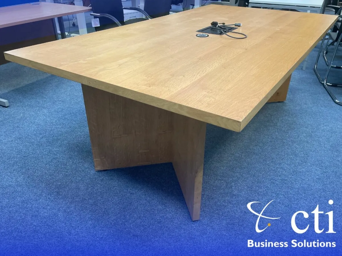 2.2m Oak Boardroom Table - 50mm Thick Top - Image 1