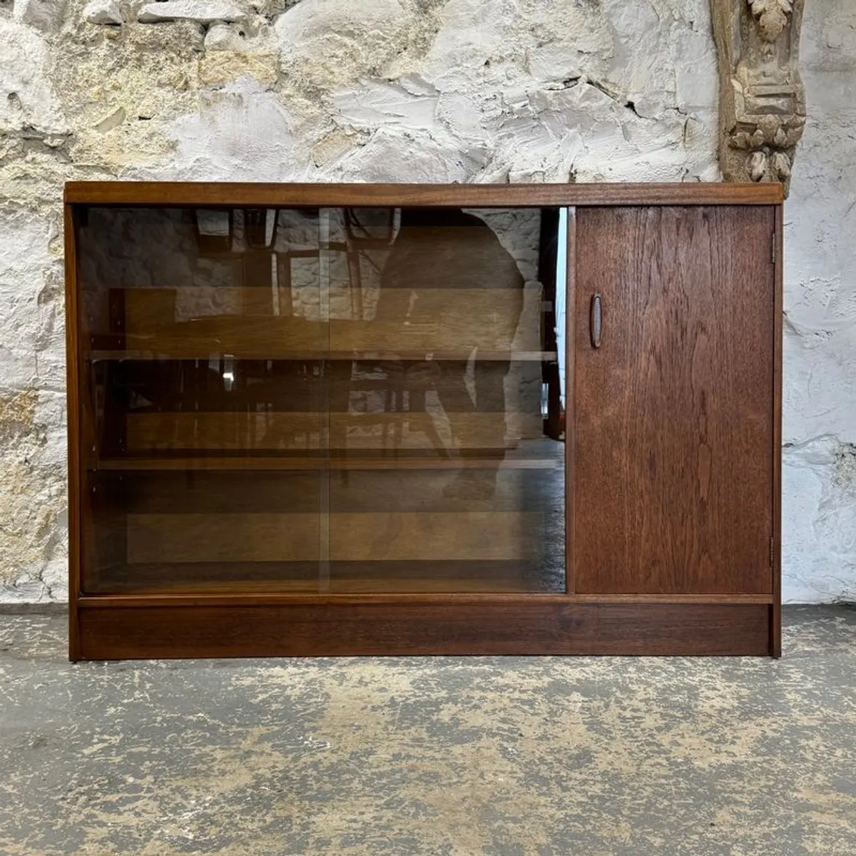 Mid Century Modern Glass Display Cabinet With Shelves - Image 1