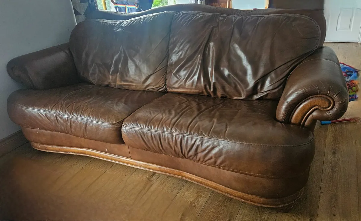 Brown soft leather 3 piece suite