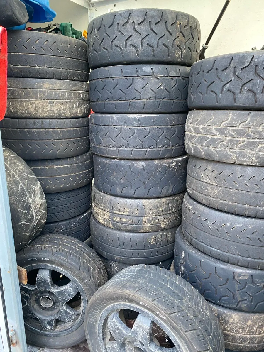 Rally tyres various compounds
