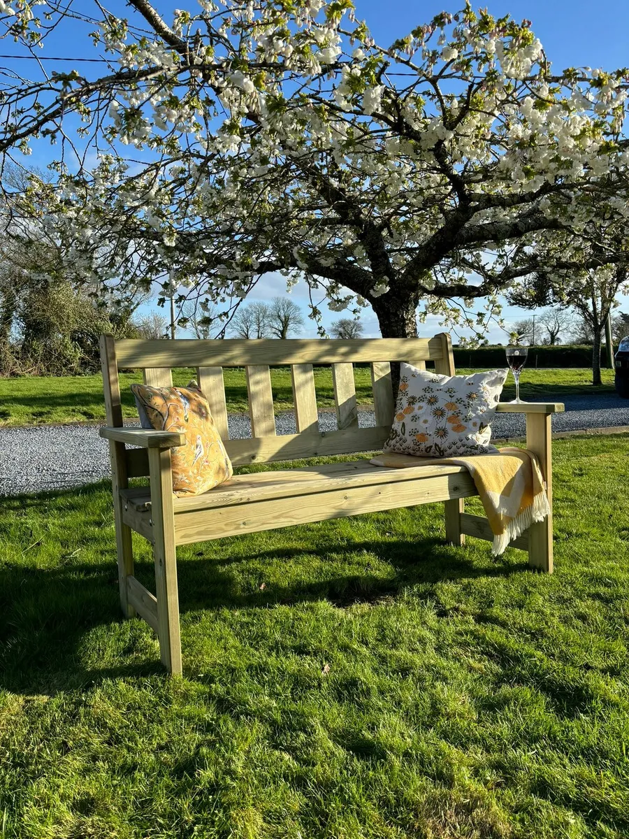 Redwood garden bench