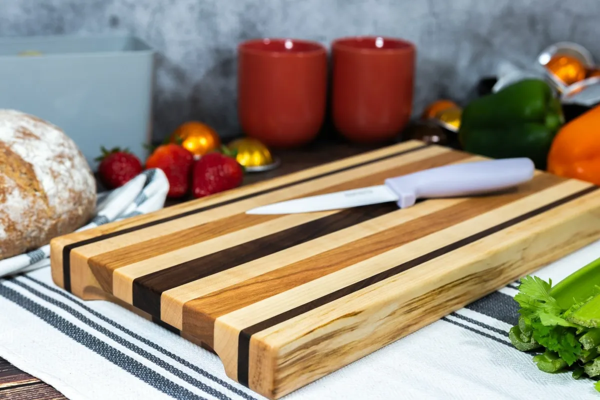 Handcrafted Walnut, Cherry & Maple Cutting Board - Image 1
