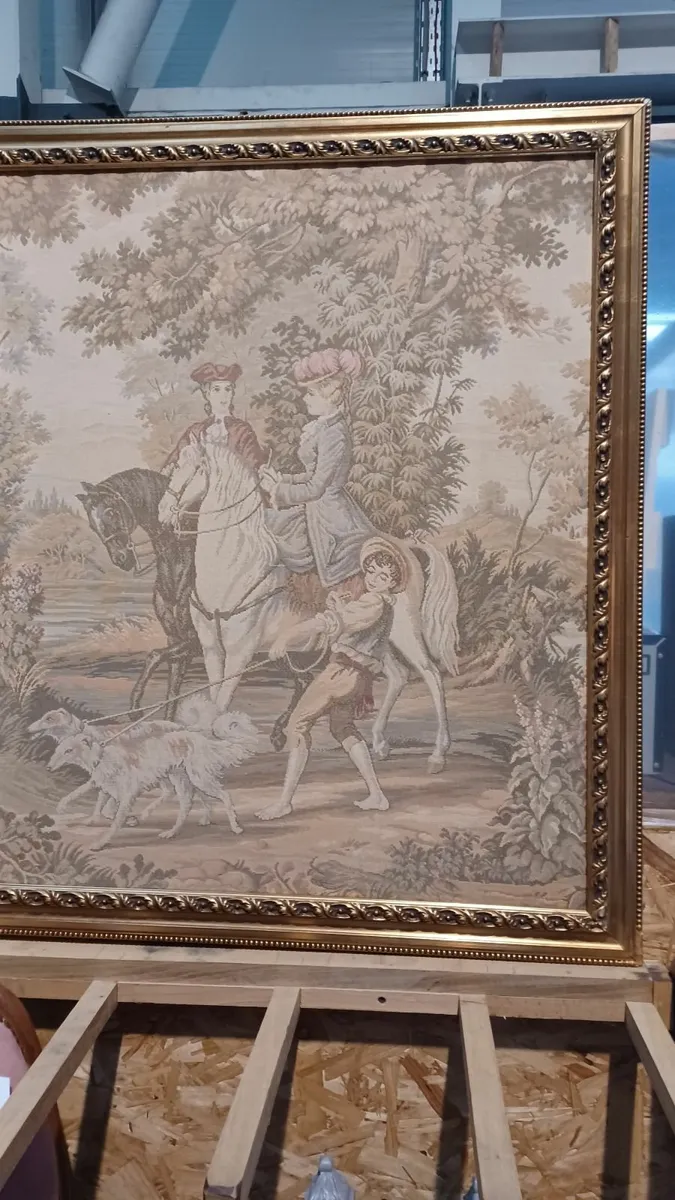 Nineteenth-century tapestry in a gold frame - Image 2