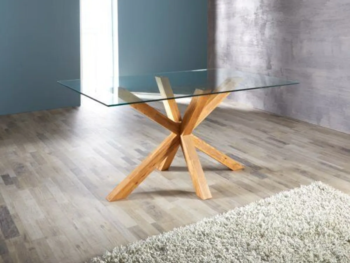 Dining table 90x160 glass/oak