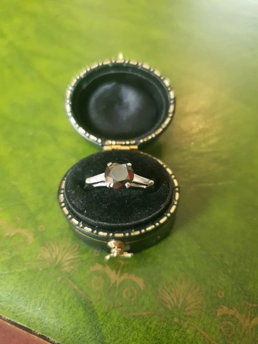 Art Deco Style Black Diamond and Platinum Ring - Image 1