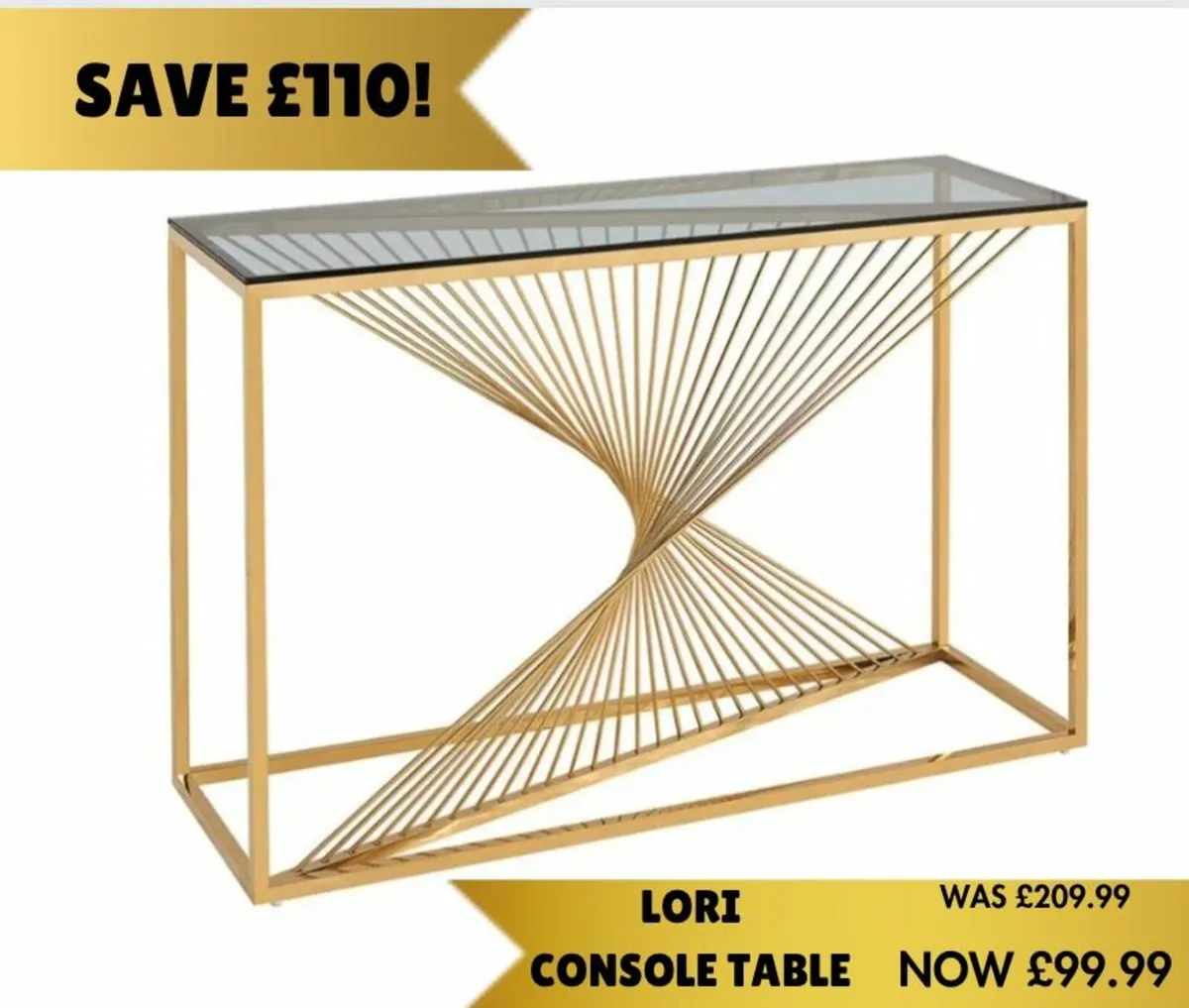Gold Console Table / Was £209 / Now £99