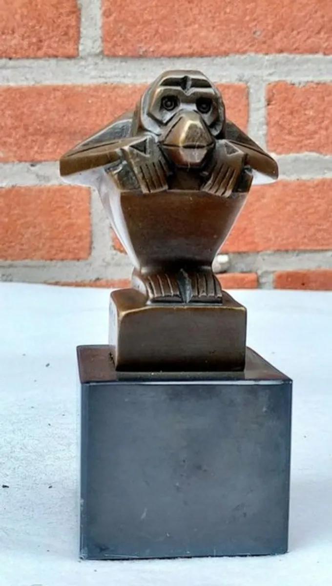Art-Deco Monkey - Bronze, Marble (Signed)