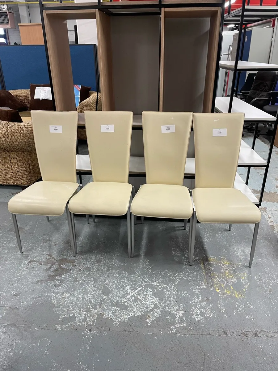REDUCED: CREAM LEATHERETTE DINING CHAIRS @ CJM