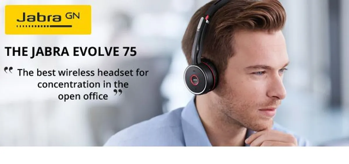 Jabra Evolve 75 SE Wireless Headset with Noise Cancellation - Image 1