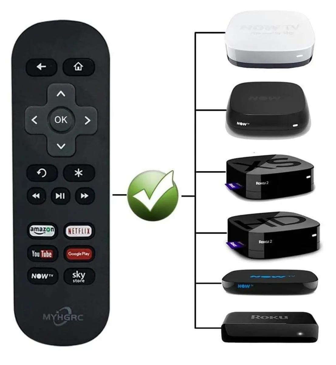 For NOW TV and Roku 1 2 3 4 HD LT XS XD Roku Expre