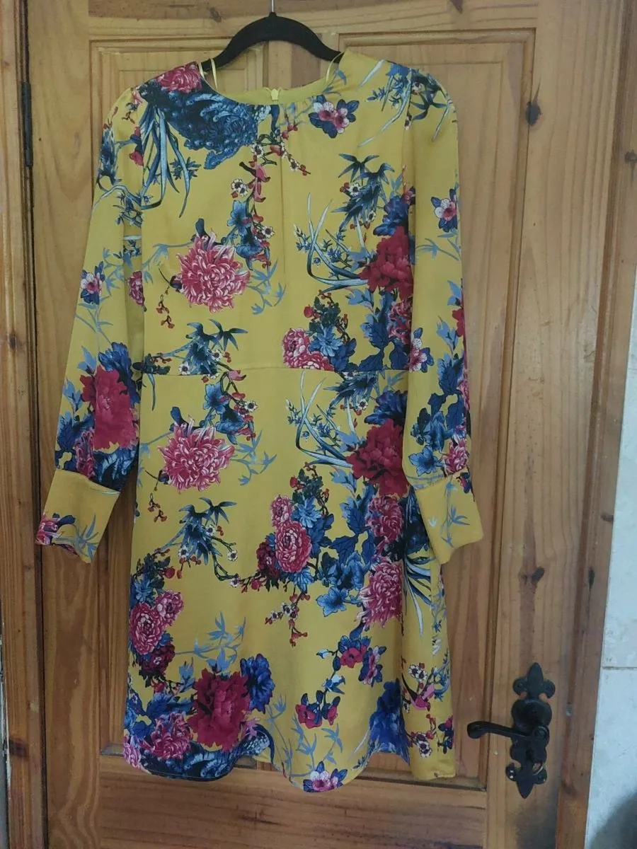 Mustard floral mini dress (free postage)