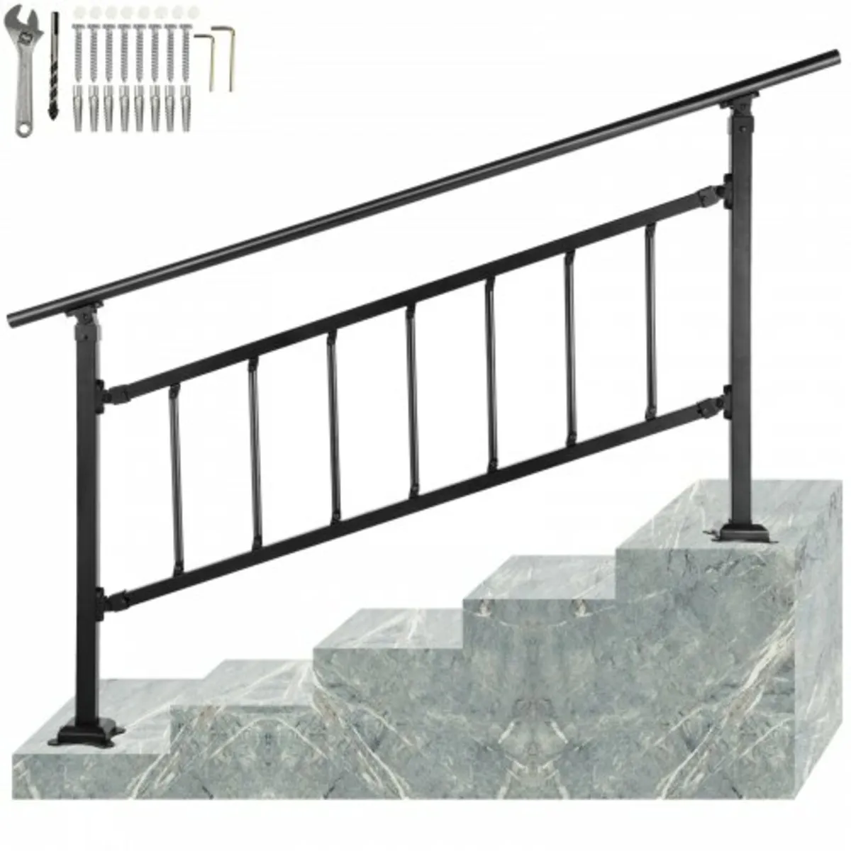 Outdoor Stair Railing, Fits for 1-4 Steps Transiti