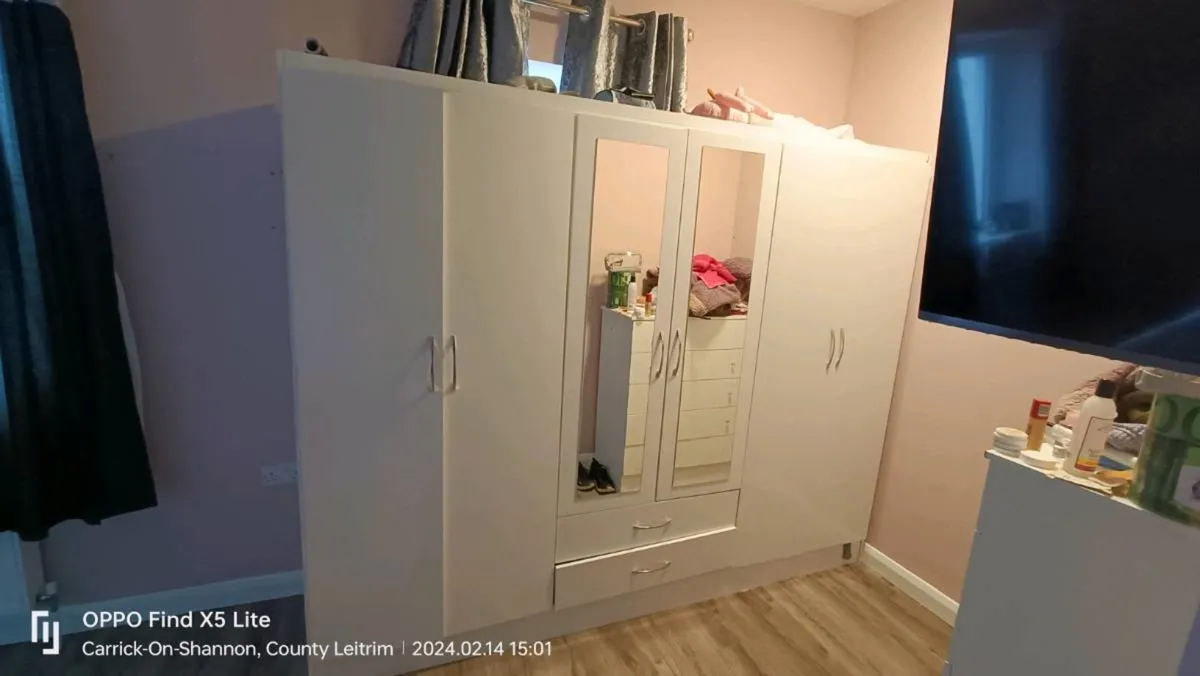 6 door wardrobe and electric fireplace