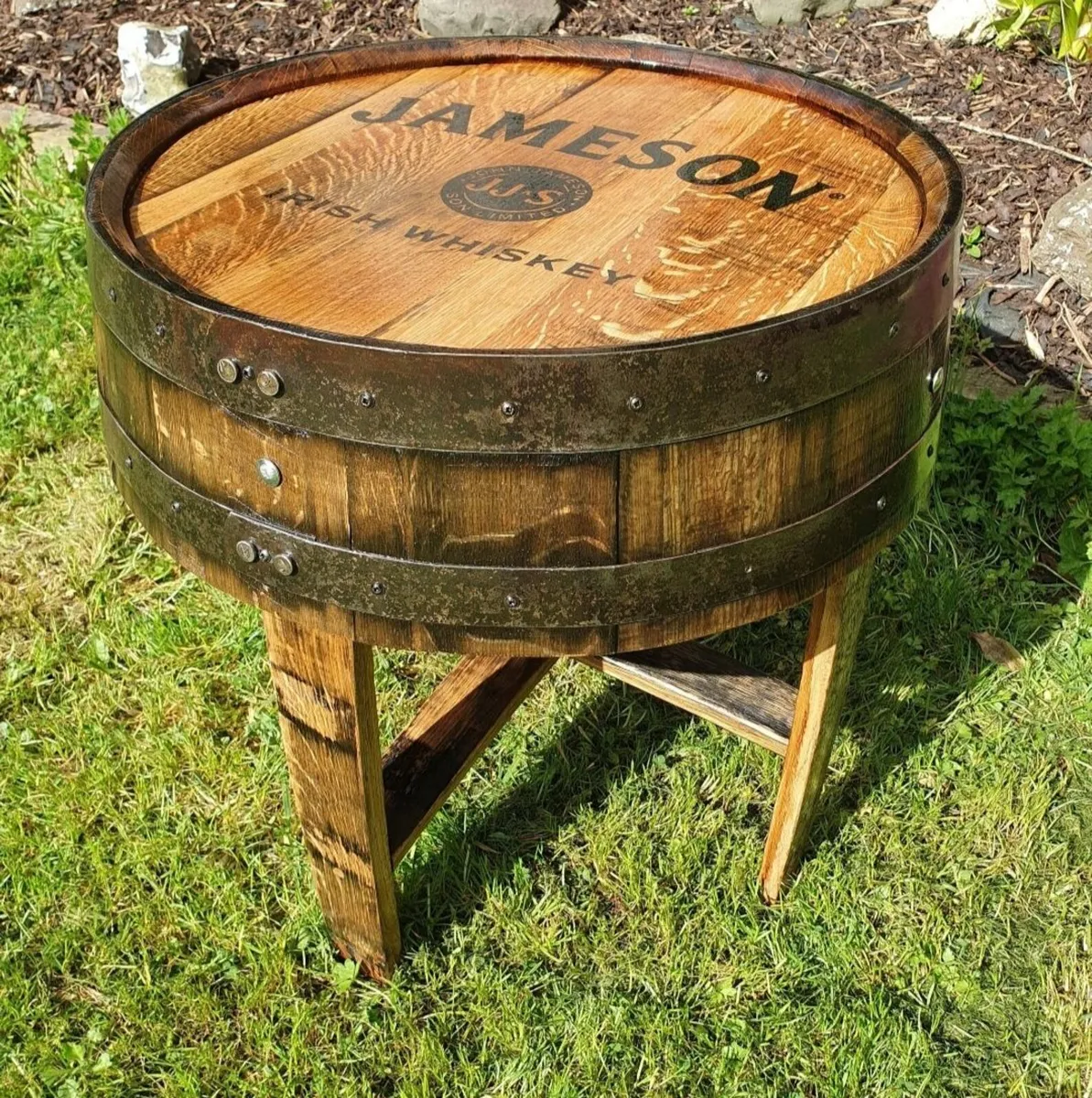 Jameson Oak Whiskey Barrel End Table - Image 1