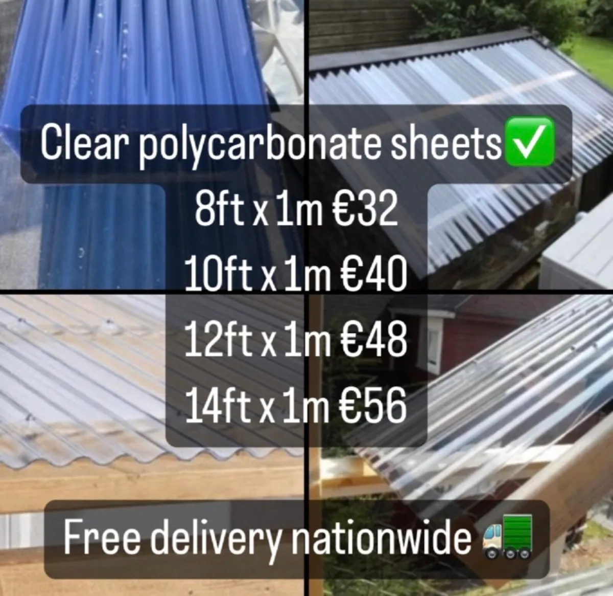 Clear polycarbonate skylights✅€4 per foot - Image 1