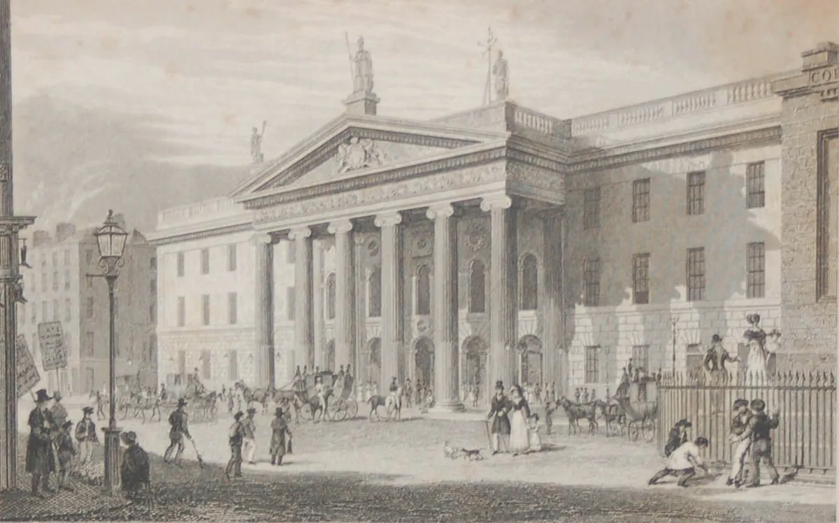 GPO O'Connell Street  Dublin 1832 Antique Print