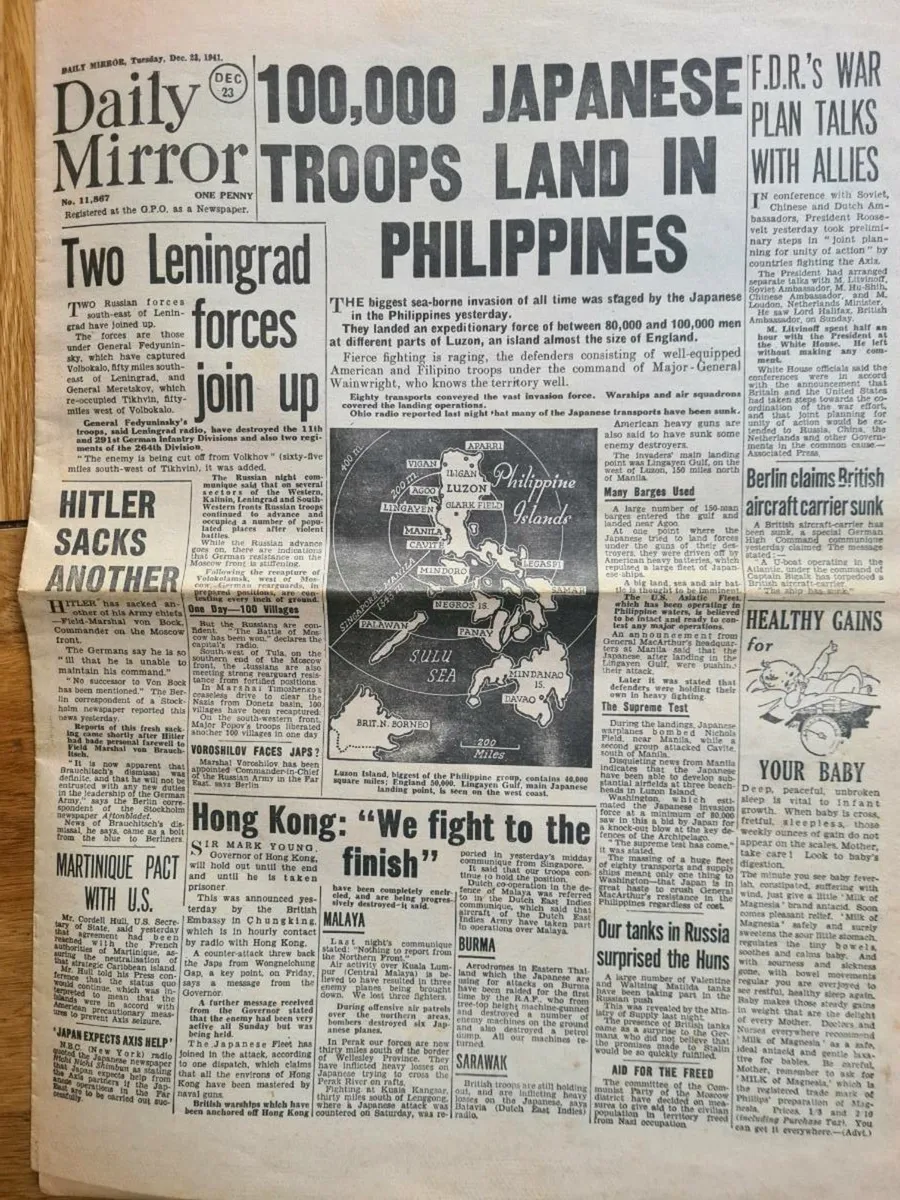 Five Original Ww2 era  newspapers - Image 1