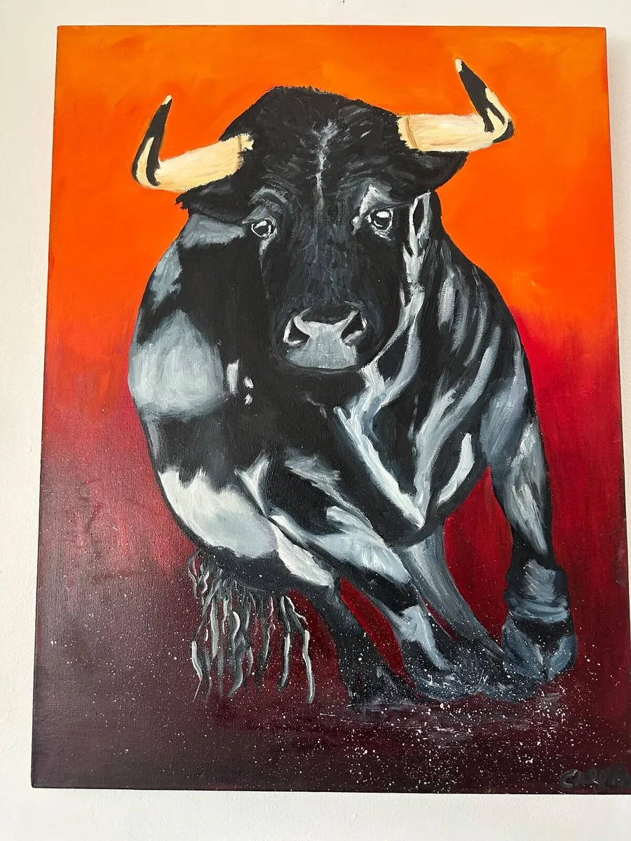 Art oil painting of bull on canvas. for sale in Co. Cork for €50 on