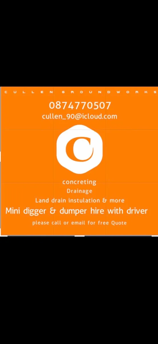 Mini digger hire and driver. Groundworks