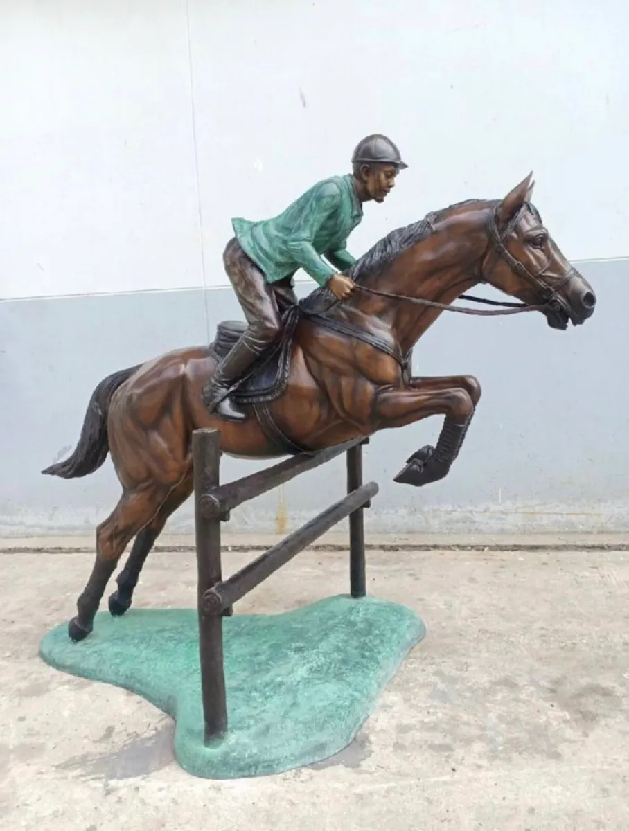 Bronze horse jumping fence - Image 4