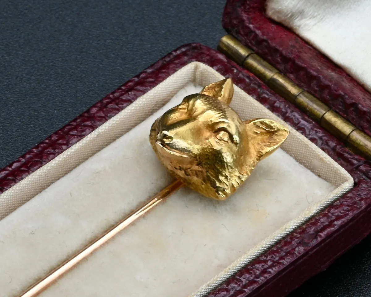 Antique Cartier Fox Stick Pin  Tie Pin  Lapel Pin